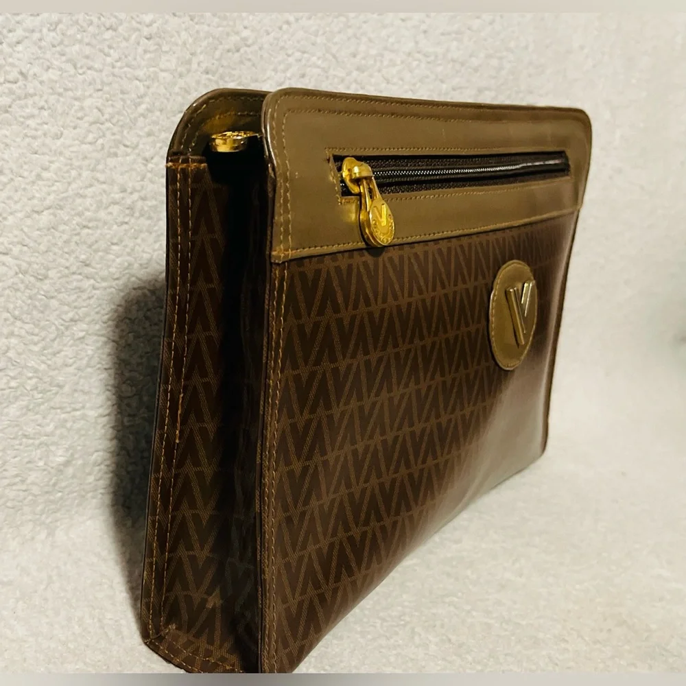 Mario Valentino Monogram Brown Clutch - Picture 2 of 11